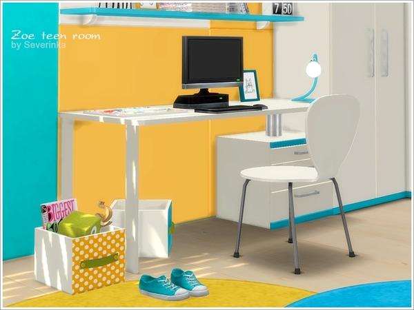 Sims 4 Zoe teen room furniture by Severinka at TSR