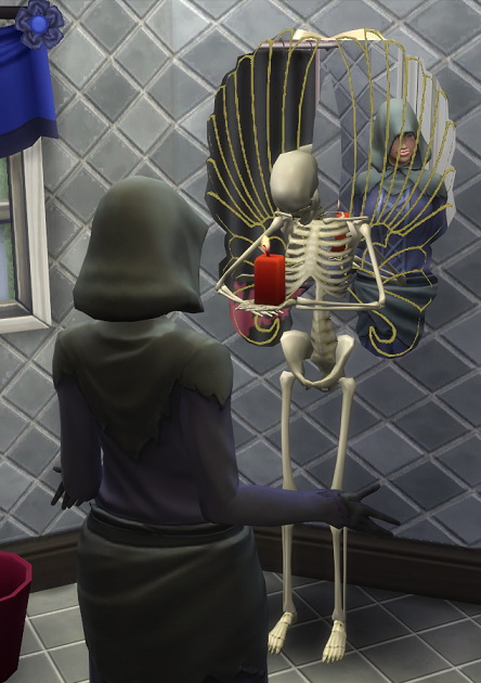 Sims 4 Bone~Afied Mirror with Candle Sans Crib by BigUglyHag at SimsWorkshop