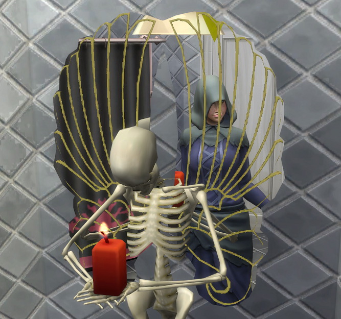 Sims 4 Bone~Afied Mirror with Candle Sans Crib by BigUglyHag at SimsWorkshop
