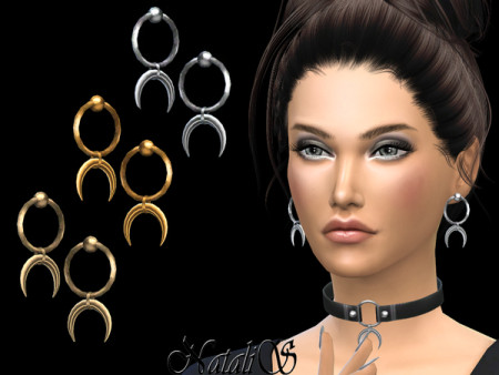 Metal horn earrings by NataliS at TSR