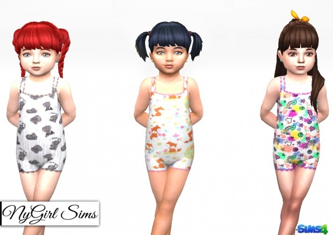 Sims 4 Lace Trim Toddler Pajama Bodysuit Prints at NyGirl Sims