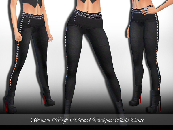 Sims 4 Designer Skinny Chain Pants by Saliwa at TSR