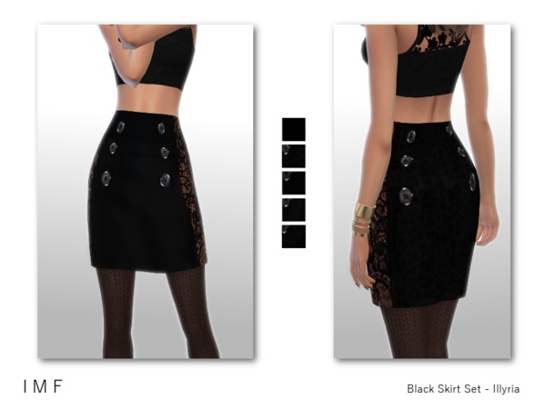 Sims 4 IMF Black Skirt Set Illyria by IzzieMcFire at TSR