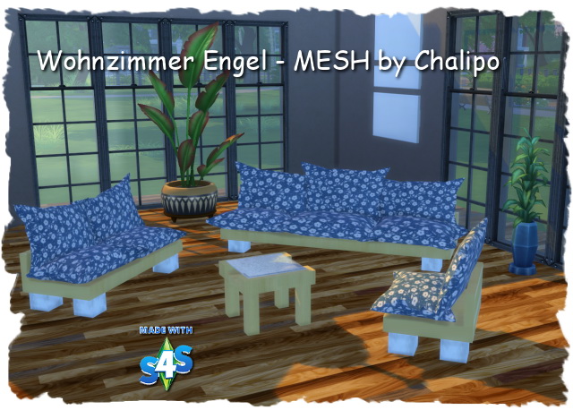Sims 4 Angel livingroom mesh by Chalipo at All 4 Sims