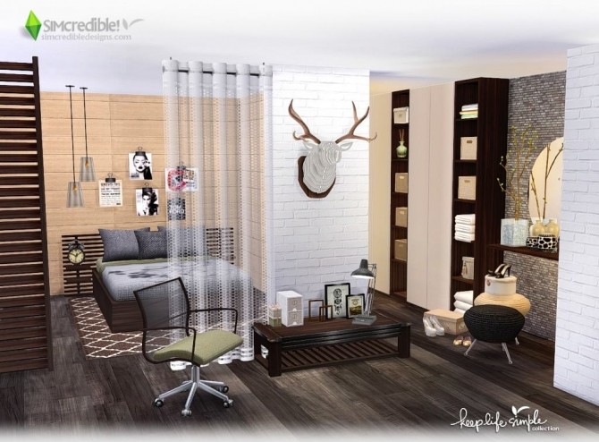 Sims 4 Keep Life Simple bedroom at SIMcredible! Designs 4