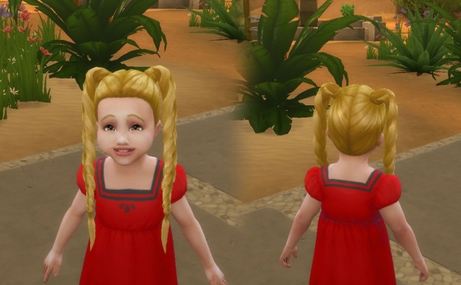 Sims 4 Long Braids for Toddlers at My Stuff