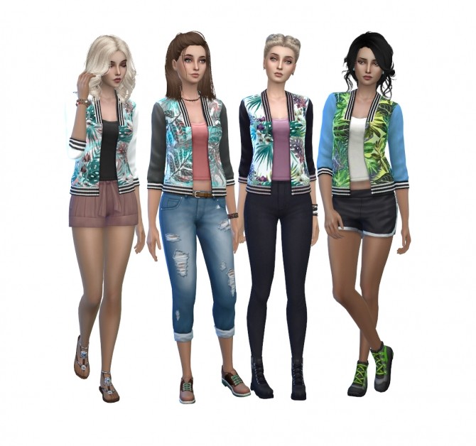 Sims 4 Tropical Bomber Jackets by MissCandy at Mod The Sims