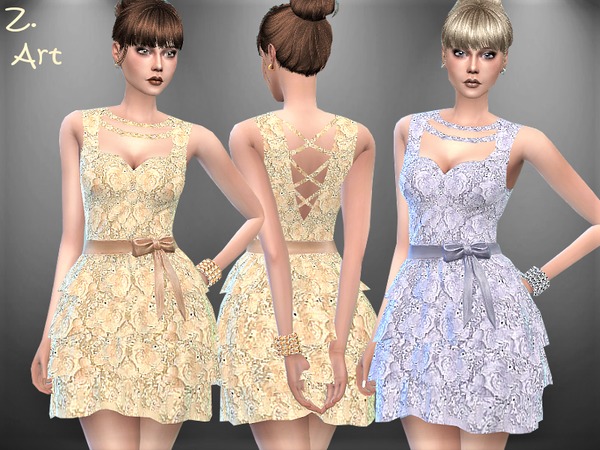 Sims 4 VintageZ. 01 fine lace dress by Zuckerschnute20 at TSR