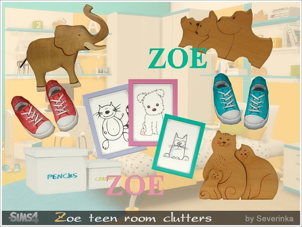 Sims 4 Zoe teen room clutters by Severinka at TSR