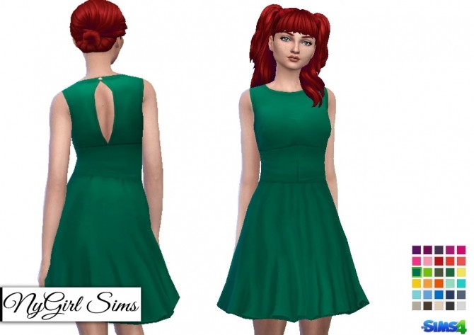 Sims 4 Tea Length Flare Dress at NyGirl Sims