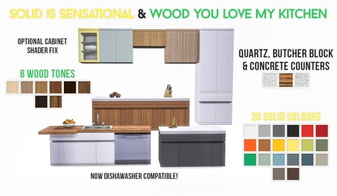 Sims 4 Updated Solid is Sensational & Wood You Love My Kitchen Recolours at Simsational Designs