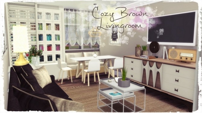 Sims 4 Cozy Brown Livingroom at Dinha Gamer