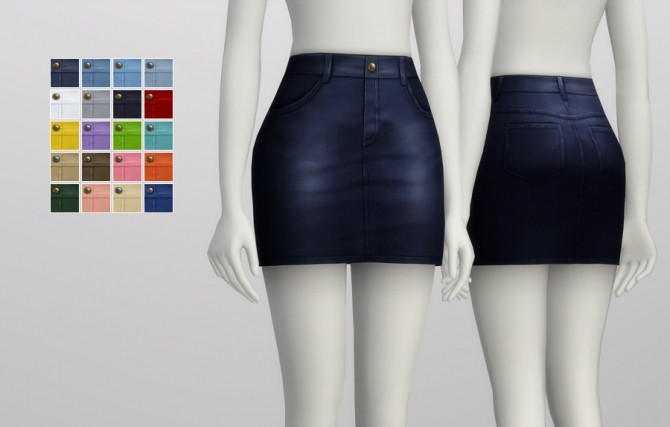Sims 4 High rise Denim skirts 20 colors at Rusty Nail