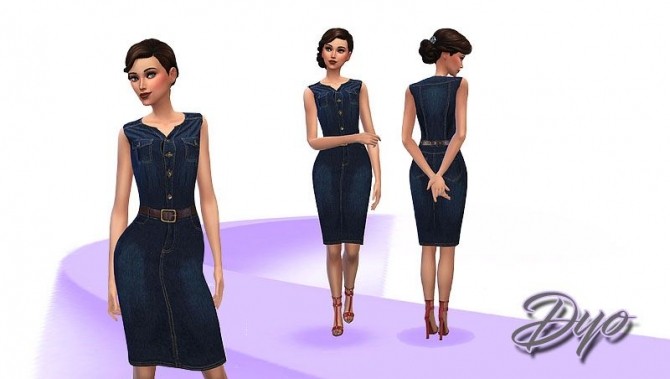 Sims 4 Denim dress by  Dyokabb at Les Sims4
