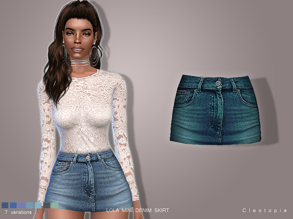 Sims 4 LOLA Denim Mini Skirt by Cleotopia at TSR