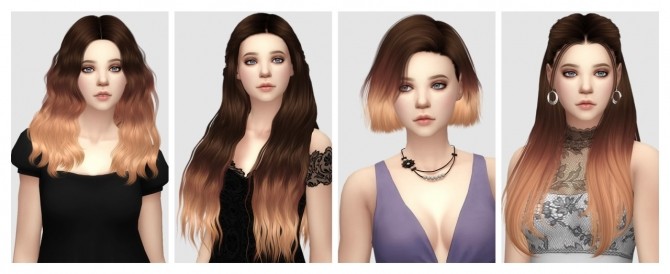 Sims 4 Ombre hair add on versions at Aveira Sims 4