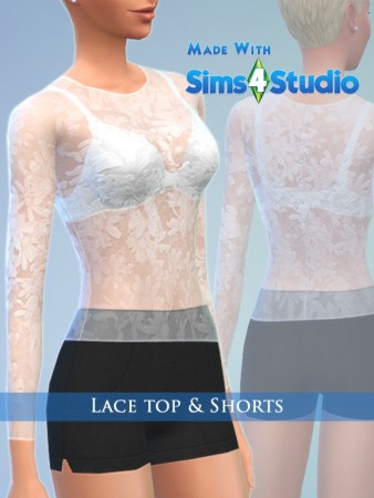 Lace top & Shorts Set for Female by play jarus at Mod The Sims
