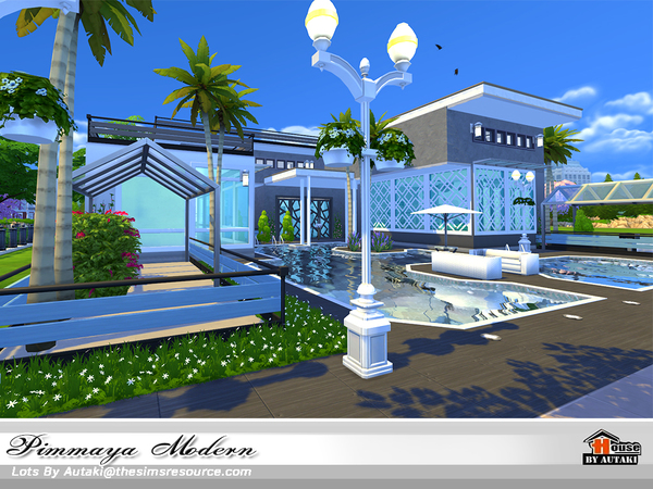 Sims 4 Pimmaya Modern house by autaki at TSR