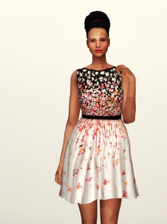 Sims 4 Black cherry blossom dress at Rusty Nail