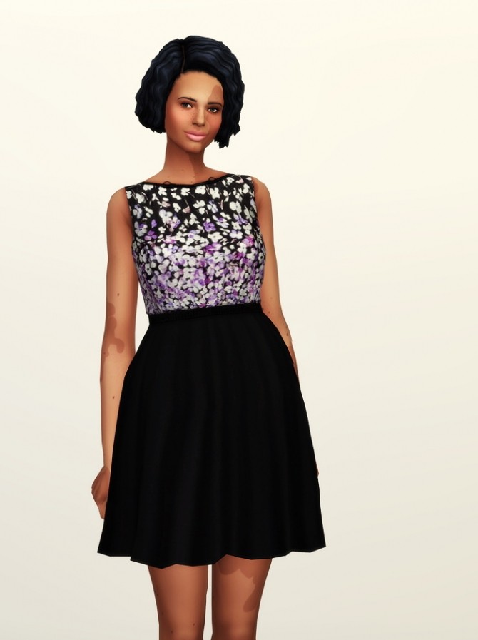 Sims 4 Black cherry blossom dress at Rusty Nail