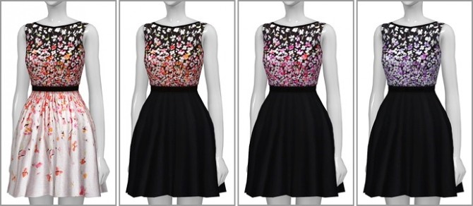 Sims 4 Black cherry blossom dress at Rusty Nail