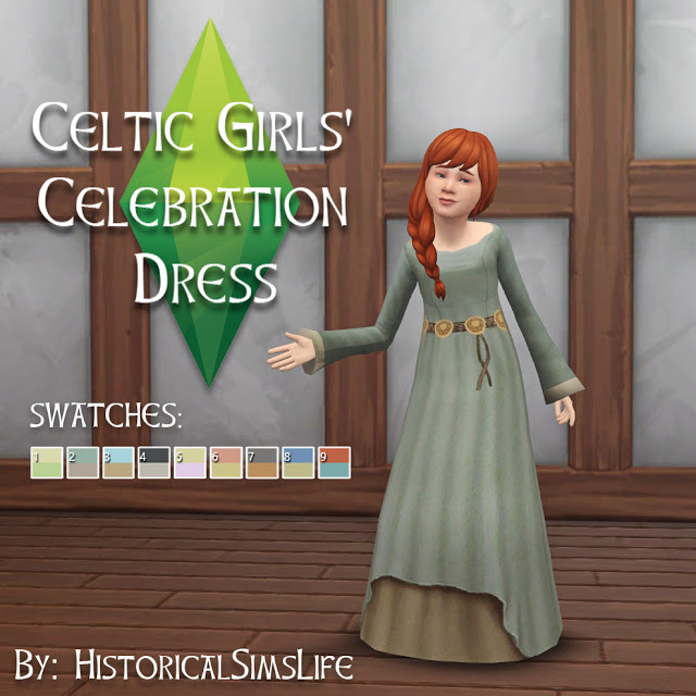 Sims 4 Celtic Girls Celebration Dress at Historical Sims Life