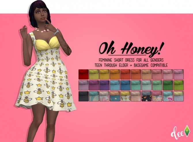 Sims 4 Oh Honey! Dress at Deetron Sims