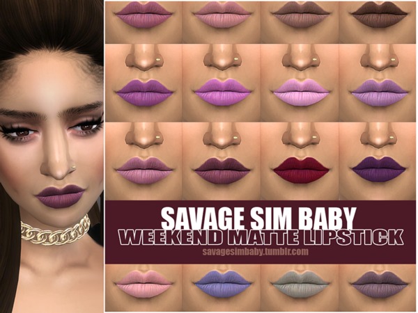 Sims 4 Weekend Matte Lipstick by SavageSimBaby at TSR