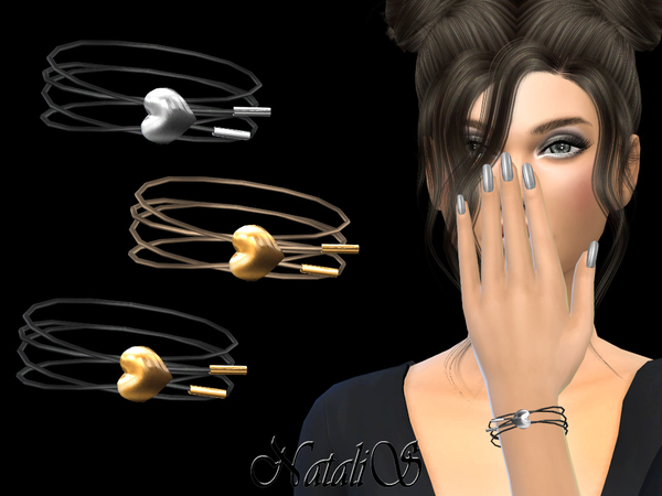 Sims 4 Cord bracelet with heart by NataliS at TSR