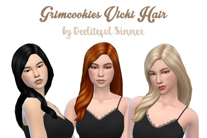 Sims 4 Grimcookies Vicky hair retexture at Deeliteful Simmer