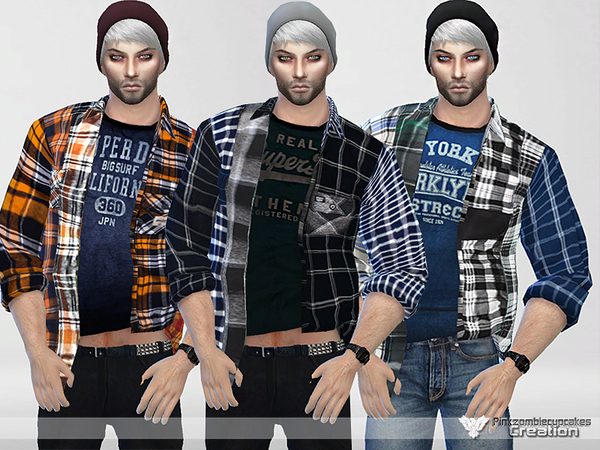 Sims 4 Mixed Panel Shirt Collection by Pinkzombiecupcakes at TSR