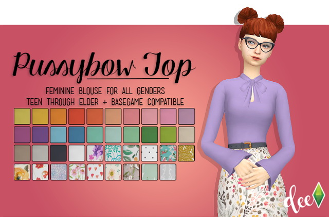 Sims 4 Pussybow Top at Deetron Sims