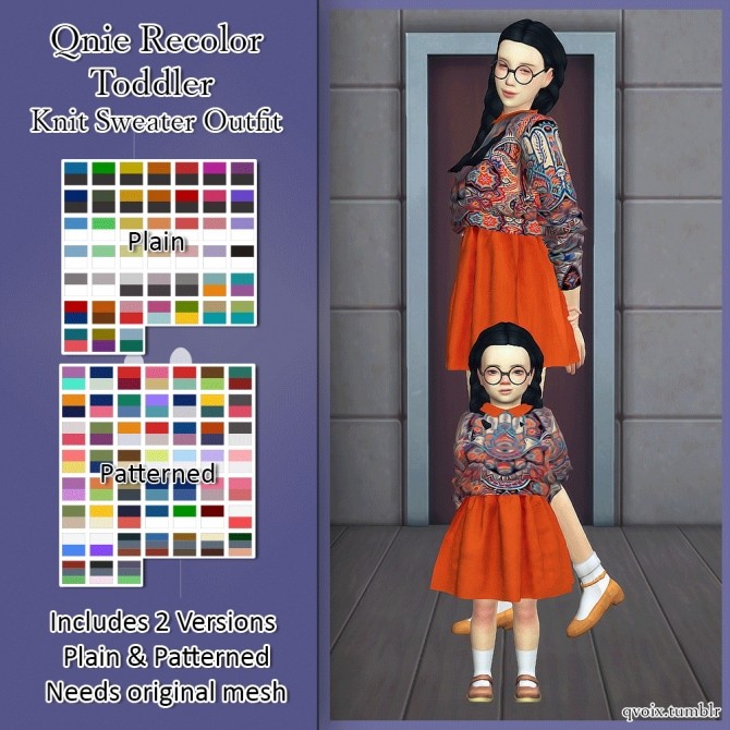 Sims 4 QR Marigold ARadioactiveMess Toddler Knit Sweater Outfit at qvoix – escaping reality