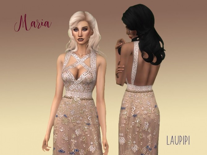 Sims 4 Maria embellished dress at Laupipi