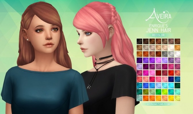 Sims 4 Enrique’s Jenn Hair Recolor at Aveira Sims 4