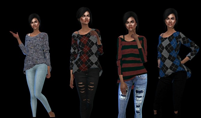 Sims 4 Off Shoulder Sweaters at Leo Sims