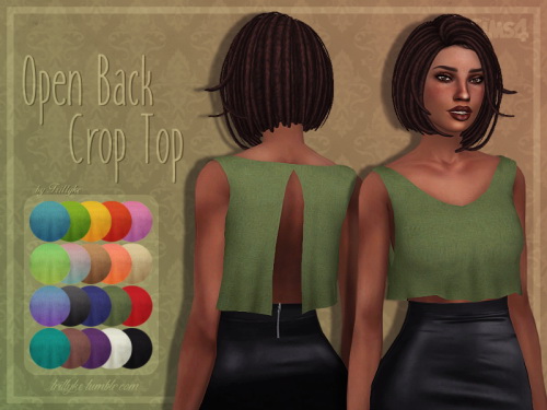 Sims 4 Open Back Crop Top at Trillyke