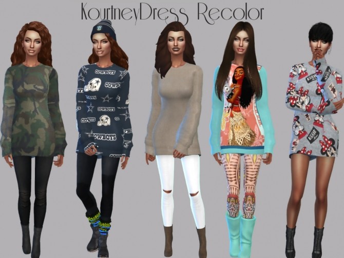 Sims 4 Kourtney Sweater Dress Recolor at Teenageeaglerunner