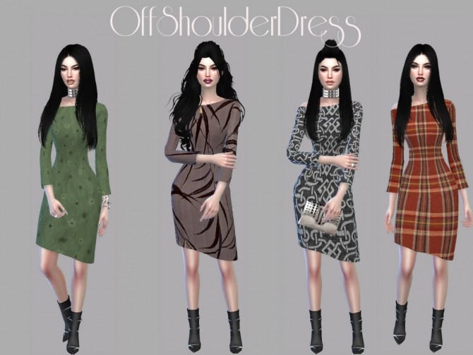 Sims 4 OffShoulder Dress Recolor at Teenageeaglerunner