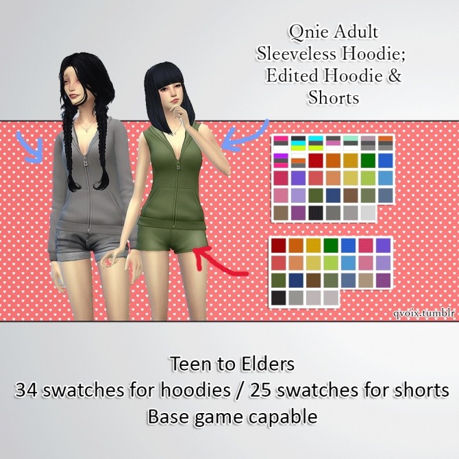 Sims 4 Qnie Hoodie & Shorts Set at qvoix – escaping reality