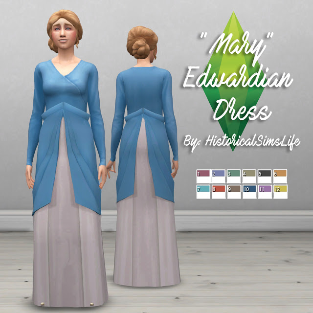 Sims 4 Mary Edwardian Dress at Historical Sims Life