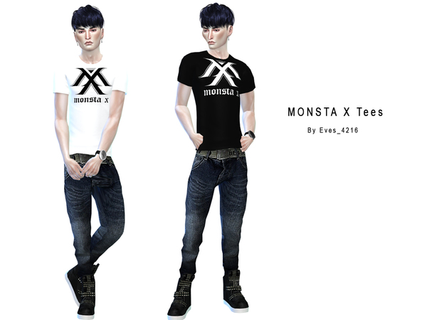 Sims 4 K Pop MONSTA X Tees for Male by Eves 4216 at TSR
