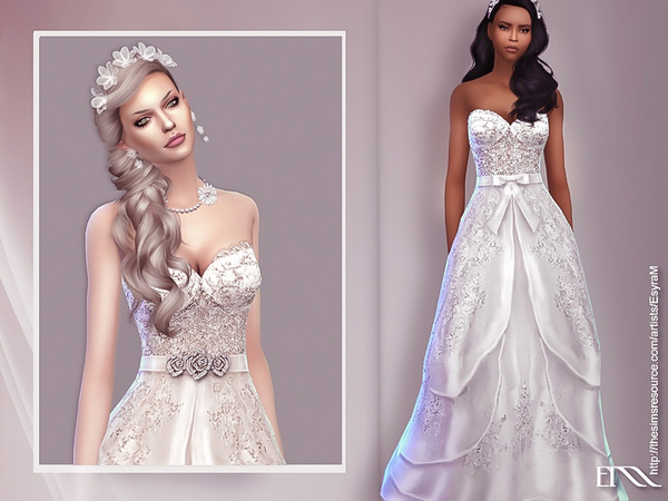 Sims 4 Vanya Wedding Dress by EsyraM at TSR