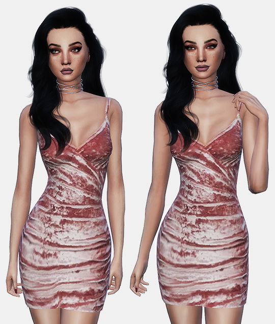 Sims 4 VELVET STRAPPY DRESS at Leeloo