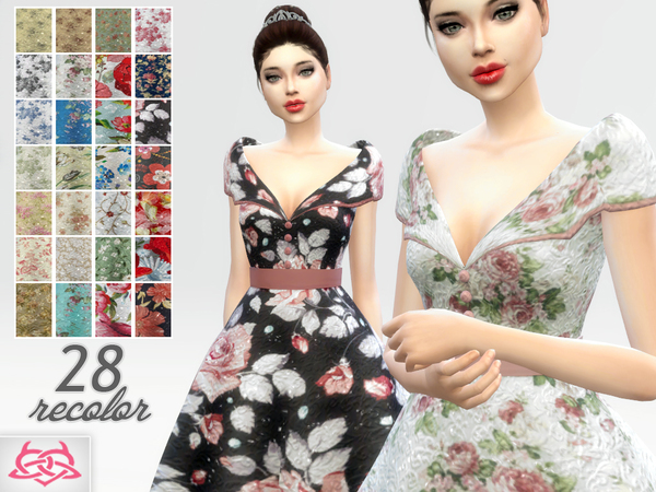 Sims 4 Paloma dress RECOLOR floral by Colores Urbanos at TSR