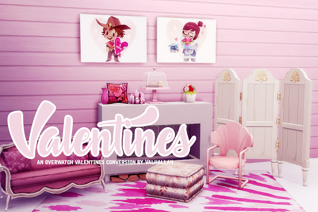 Sims 4 Overwatch Valentines Day painting conversion at Valhallan