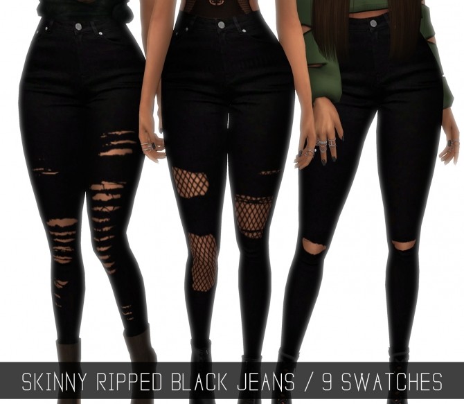 Sims 4 SKINNY RIPPED BLACK JEANS at Simpliciaty