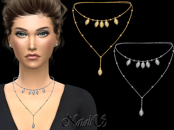Sims 4 Double necklace with small beads by NataliS at TSR