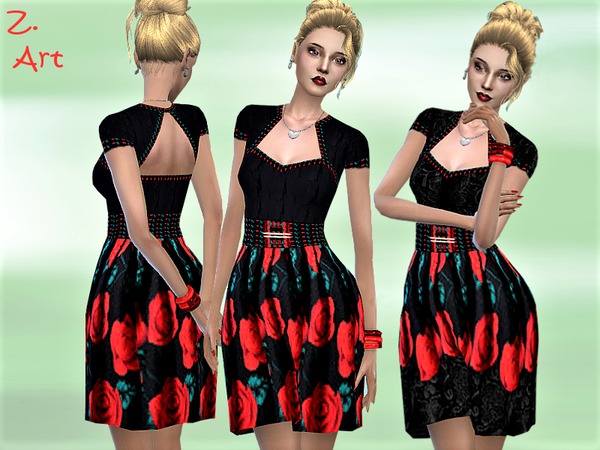 Sims 4 RetroZ. 01 dress by Zuckerschnute20 at TSR