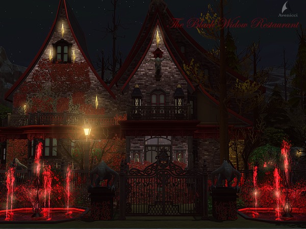 Sims 4 The Black Widow Restaurant & Bar by AvenicciX at TSR